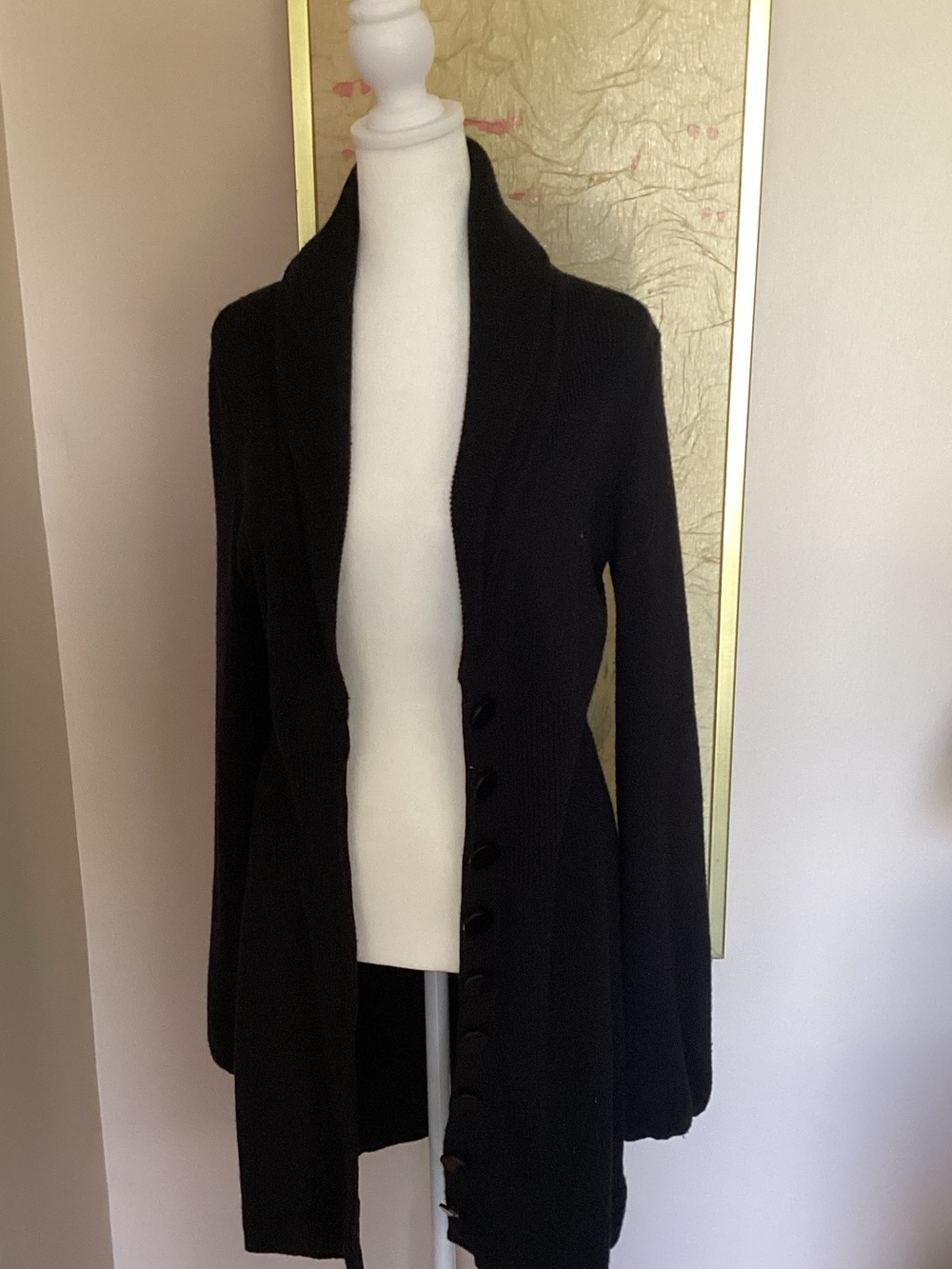INC International Concepts Black Button-Front Coatigan